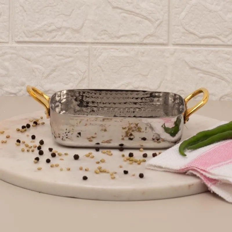 Vintage Charm Hammered Rectangular Serving Pan - 300 ML media 4