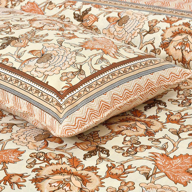Yukta Printed  Cotton Bedsheet (Orange) - 160 TC media 4