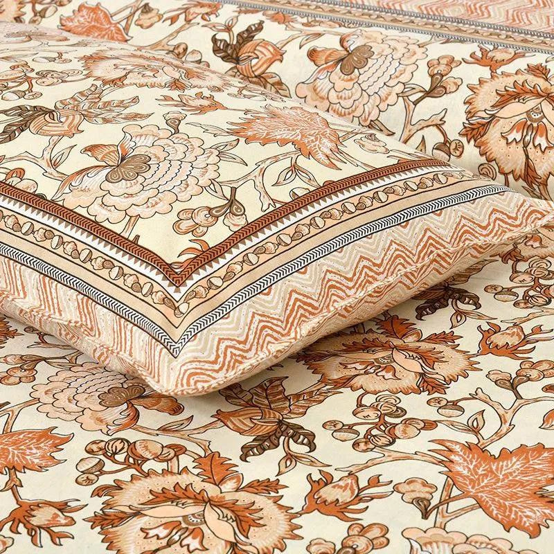 Yukta Printed  Cotton Bedsheet (Orange) - 160 TC media 4