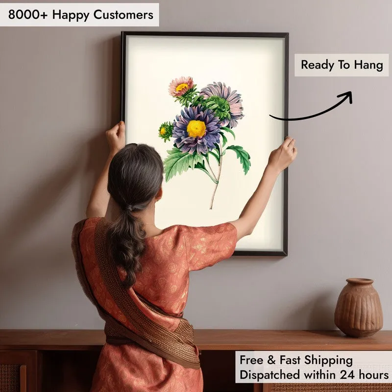 Purple Petals Archival Paper Wall Art With Frame media 6