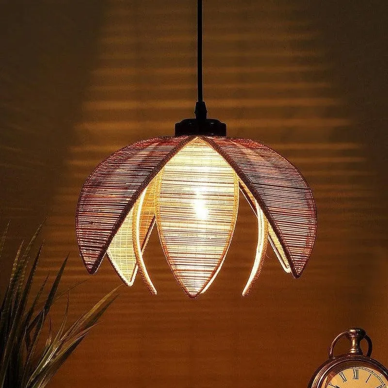 Lotus Bamboo Cane Ceiling Lamp media 1