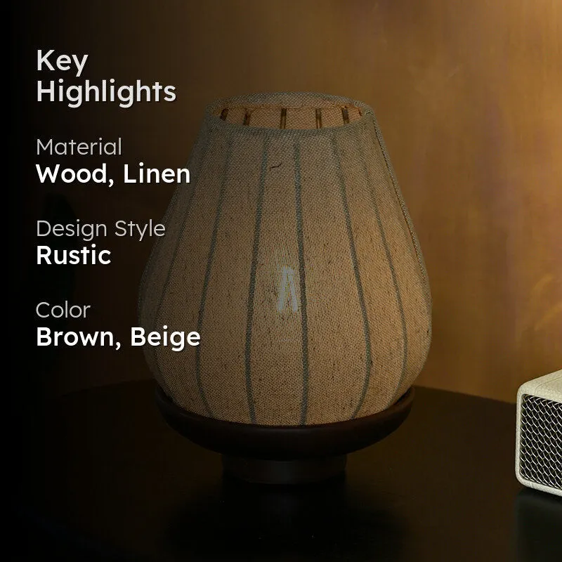 Arkaya Wooden Table Lamp - Brown,Beige media 2