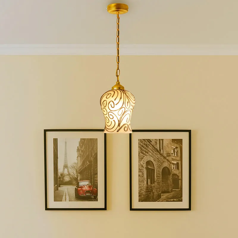 Mosaic Swirl Metal & Glass Ceiling Lamp media 2
