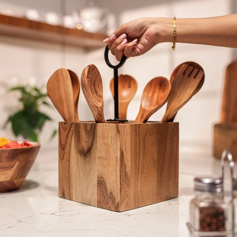 Handcrafted Wooden Cutlery Stand media 4