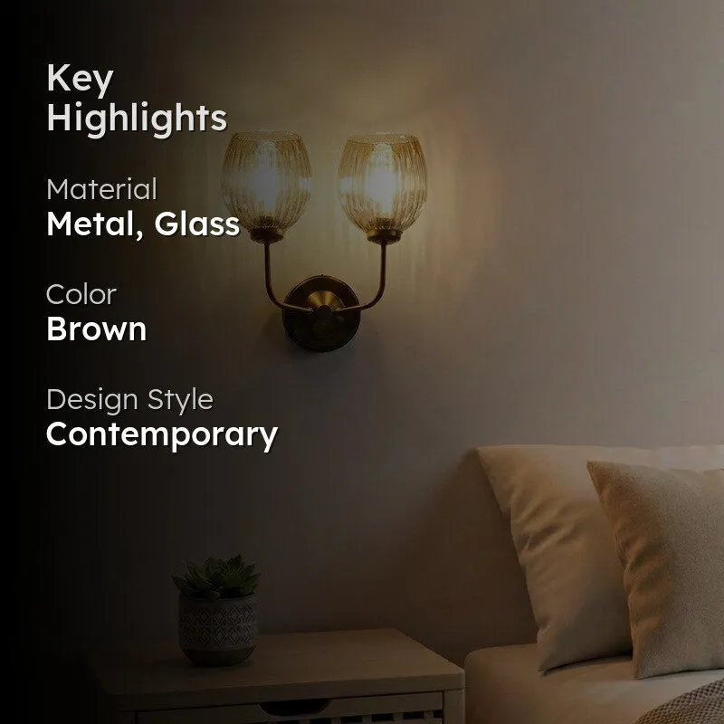 Lumi Crystal Dual Shade Glass Wall Lamp media 2