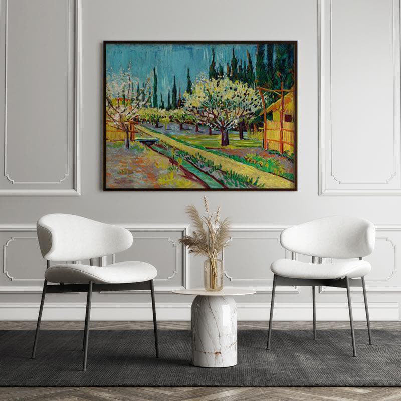 Orchard Bordered By Cypresses By Vincent Van Gogh - Black Frame media 5