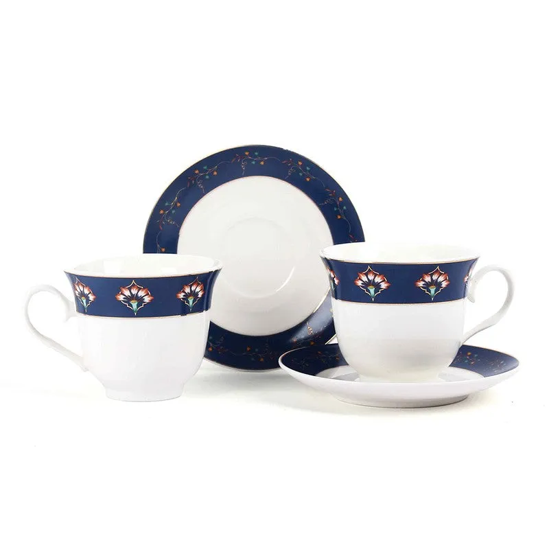 TeaTime 24k Gold Brushed Porcelain Tea Cup (300 mL Each) -  Twelve Piece Set media 5