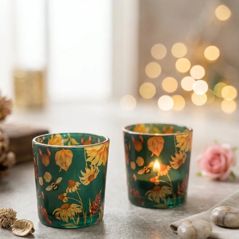 Sanguine Sunflowers Candle Votive - Set Of Two media 1