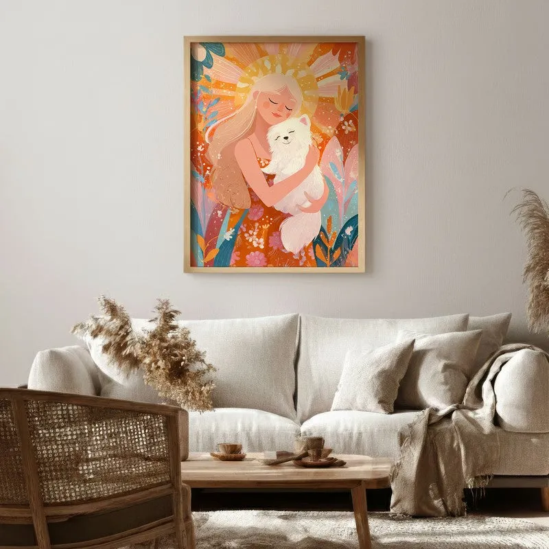 Daisy Dream Canvas Wall Painting - Brown Frame media 1