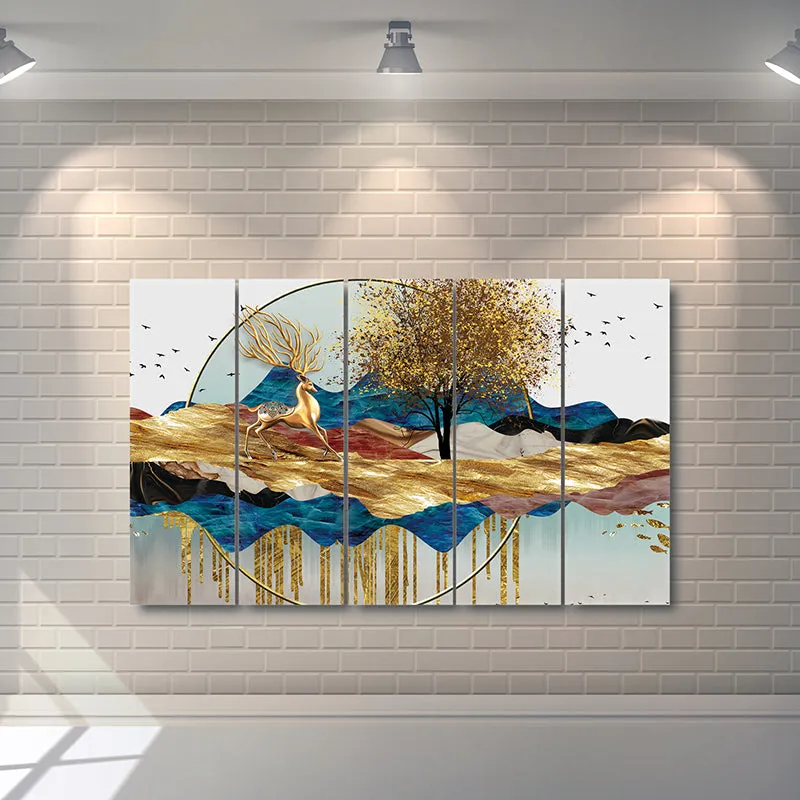 Cosmic Landscape Canvas Wall Art - Set Of Five media 3