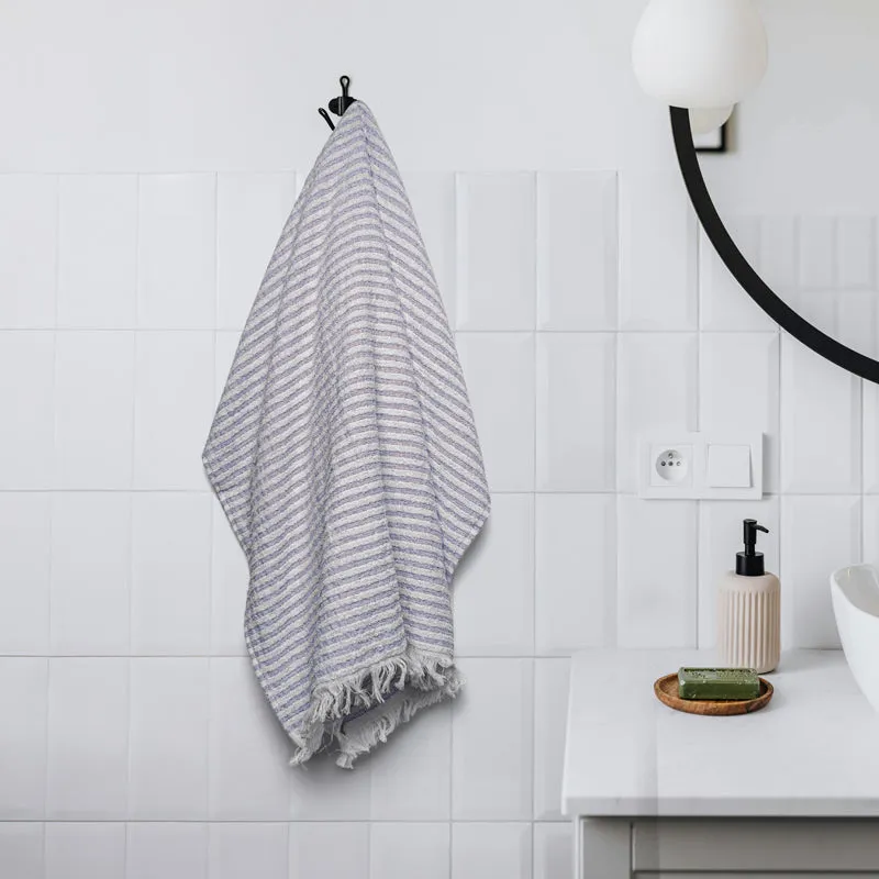 Micro Cotton LuxeDry Striped Comfort Bath Towel - Purple & White media 1