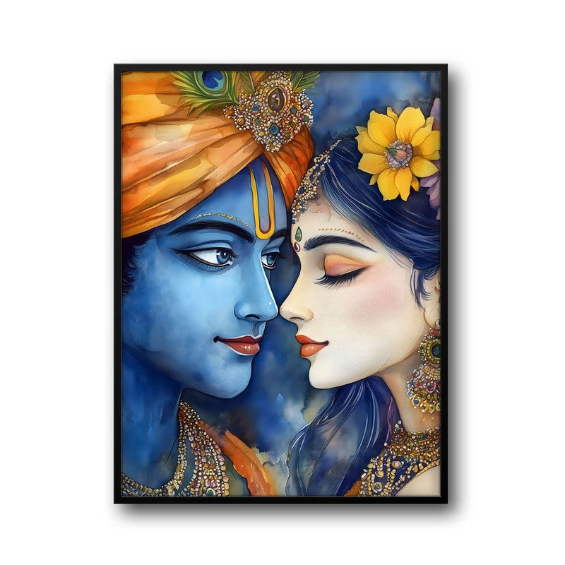 Vrindavan's Heart Spiritual Archival Paper Wall Painting With Frame - Black media 5
