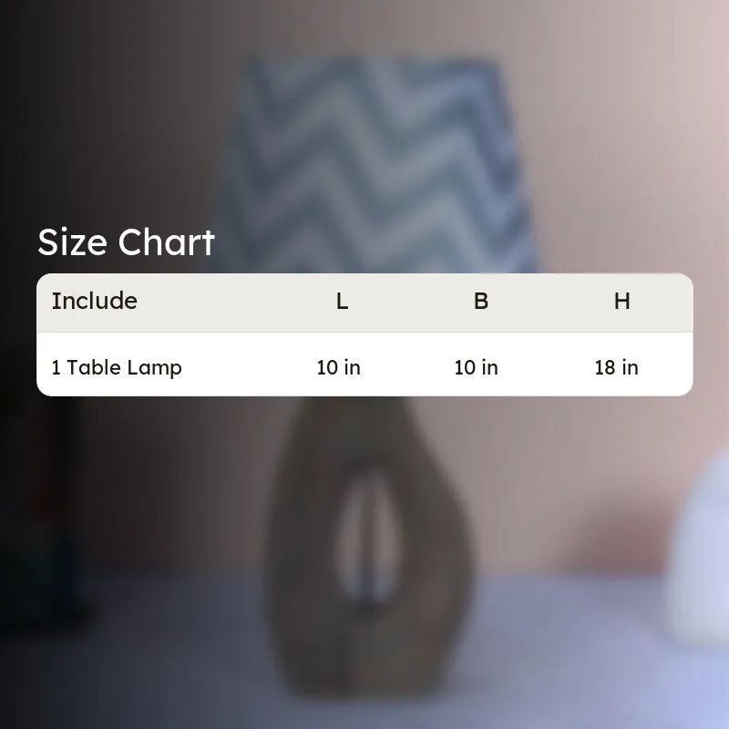 Chevron Light Runes Printed Mango Wood Table Lamp - White media 5