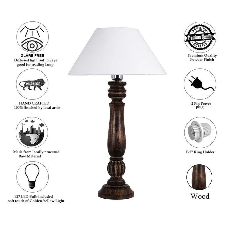 Vintage Victorian Fabric Table Lamp - White,Brown media 6