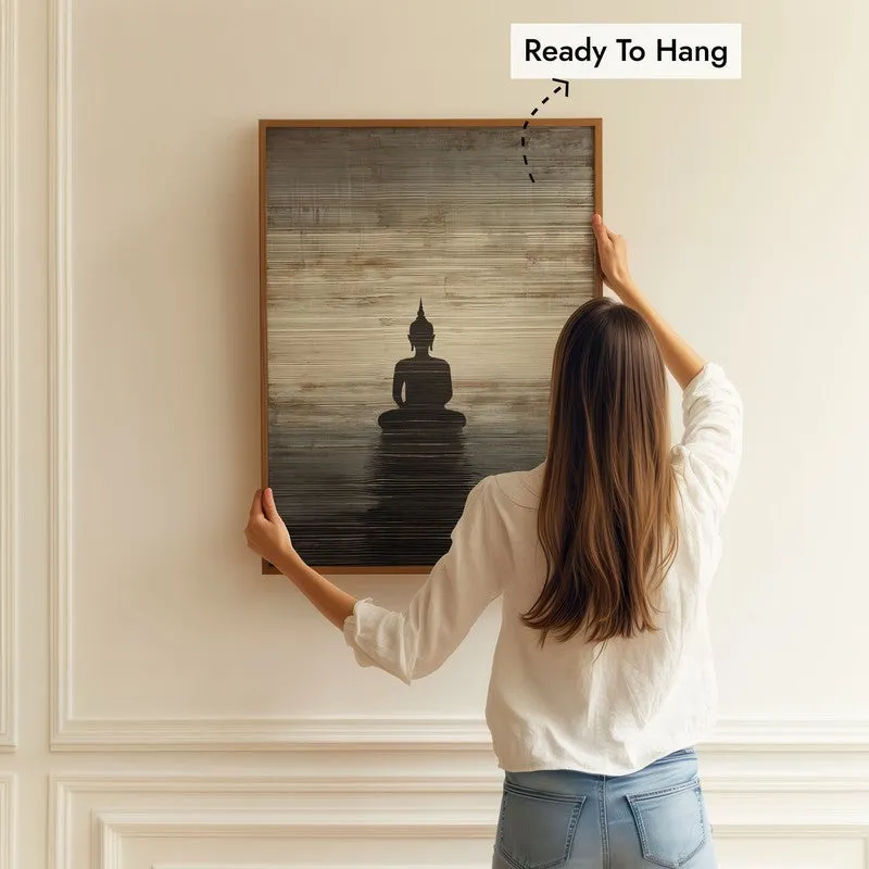 Enlightened Buddha Archival Paper Wall Painting With Brown Frame media 5