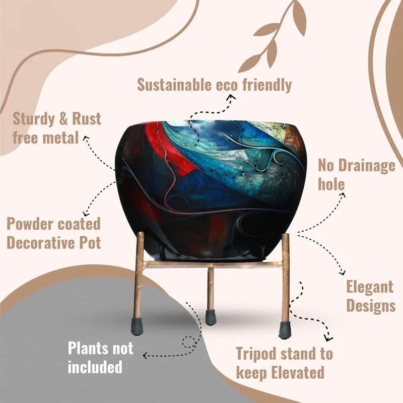 Glaze Glam Handcrafted Planter With Stand - Four Piece Set media 7