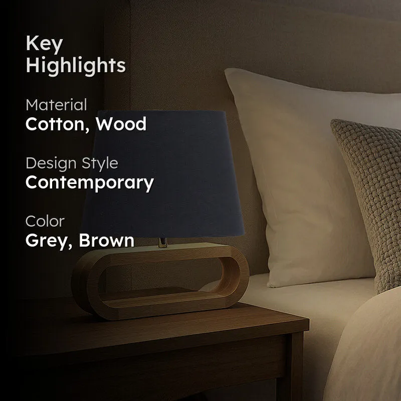 Cotin I Curve Cotton Table Lamp - Grey,Brown media 2