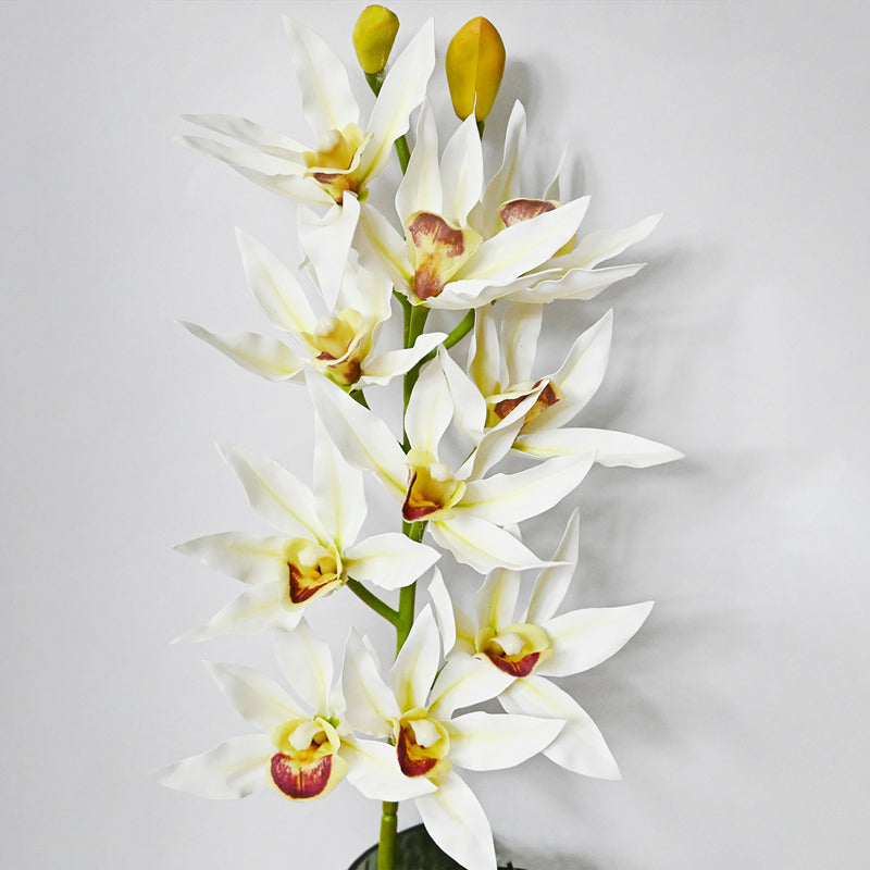 Artificial Polyester Orchid Flower Stick - White media 3