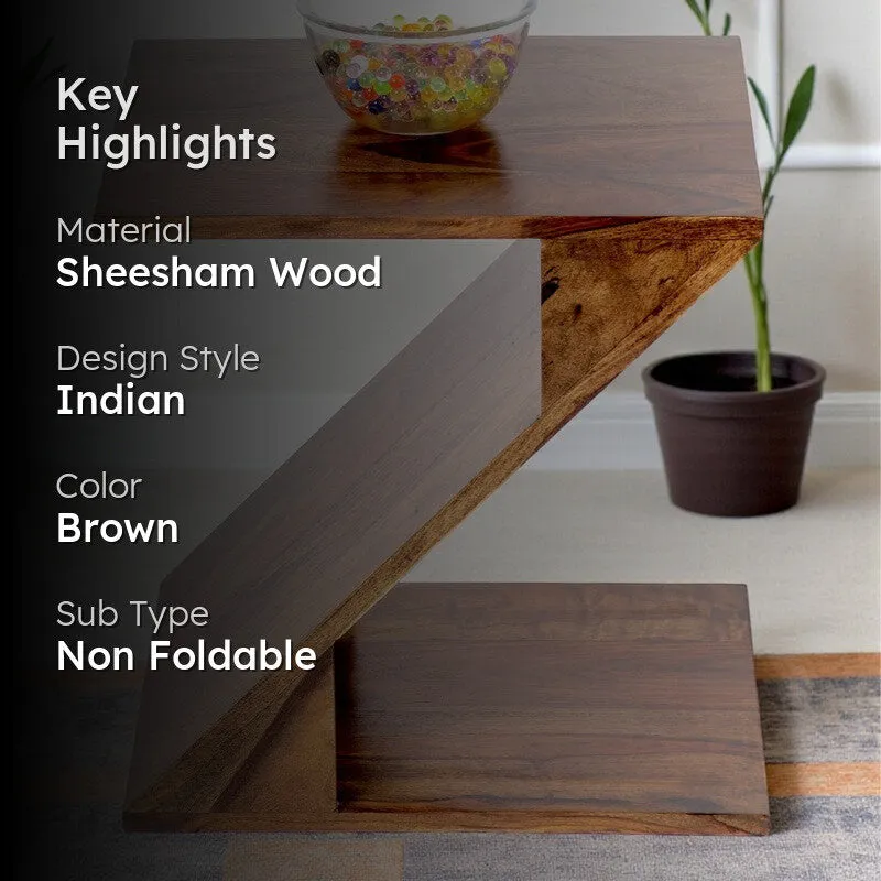 Rverox Sheesham Wooden Side & Bedside Table - Brown media 2