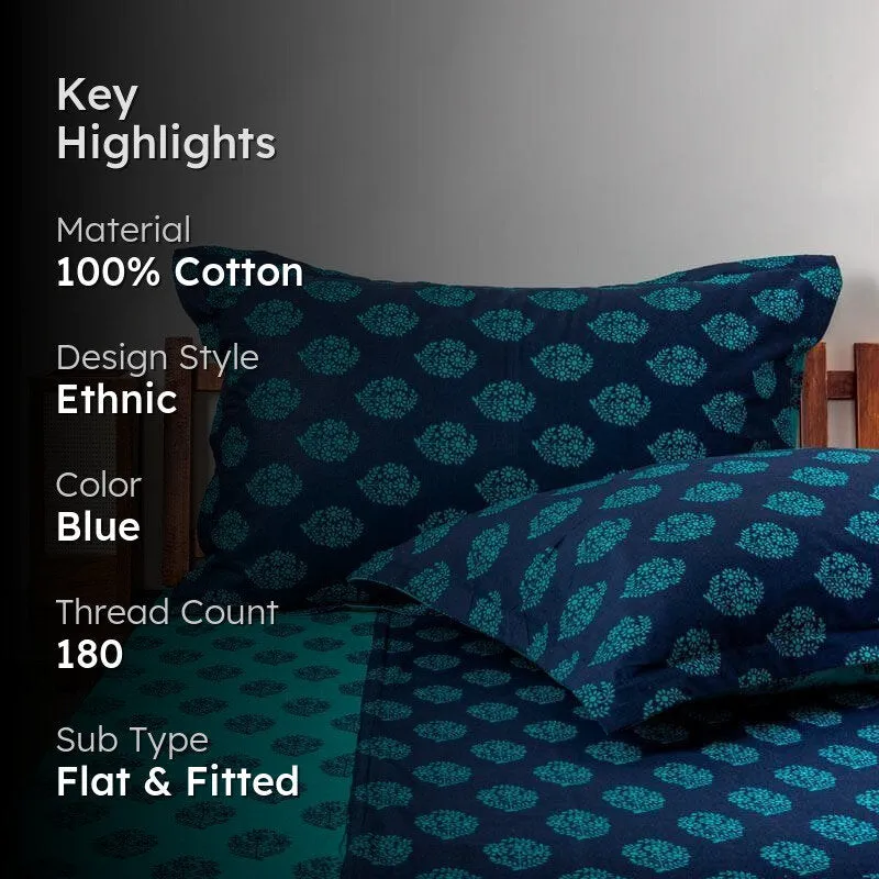 Swayam Rajastha Cotton Bedsheet (Tuquoise) - 180 TC media 2