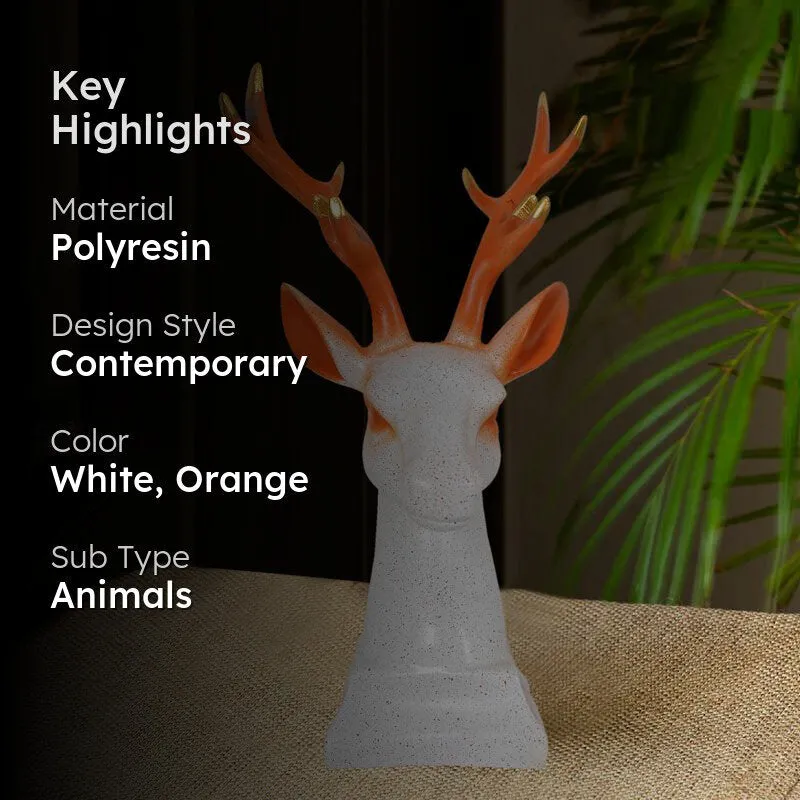 Gilded Stag Painted Polyresin Show Piece - White media 2