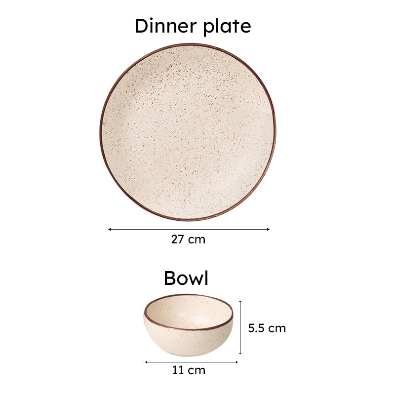Kestha Elegant Beige Ceramic Dining Set - 12-Piece Dinnerware Collection media 6