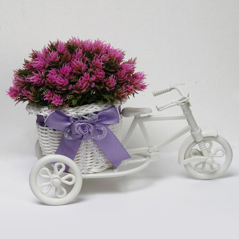 Faux Dark Pink Flower Plant On Mini Cycle Rikshaw image 3