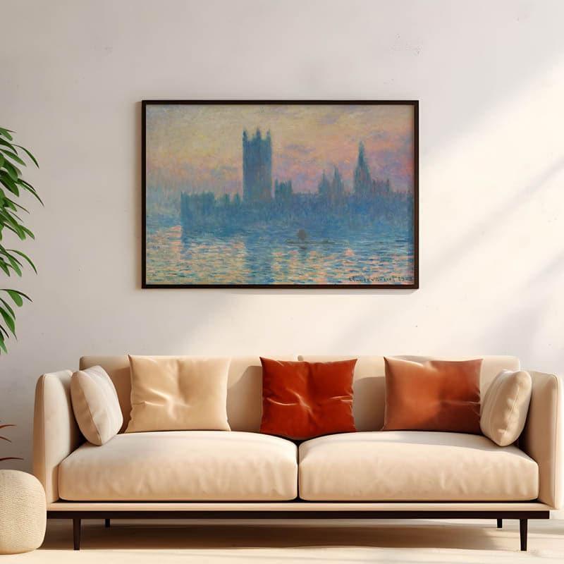 The Houses Of Parliament Sunset By Claude Monet - Black Frame