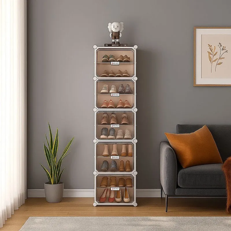 Soleva White Plastic & Metal Shoe Racks media 3