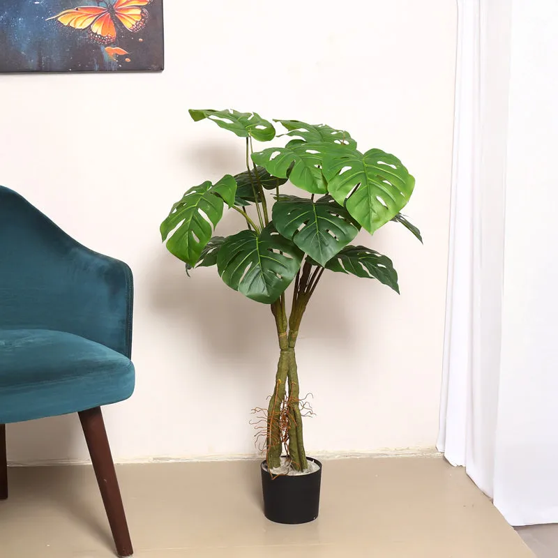 Monever Artificial Monstera With Black Plastic Pot - 3 Feet media 3