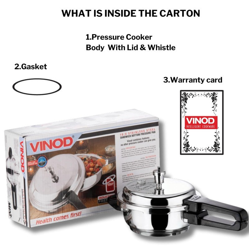 Vinod Lunor Pressure Cooker Stainless Steel - 3500 mL/9 Inches media 9