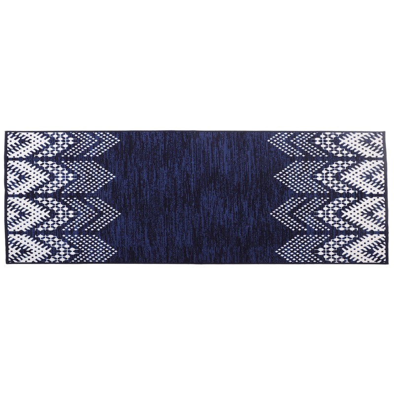 Deep Chevron Nylon Runner Rug - Blue