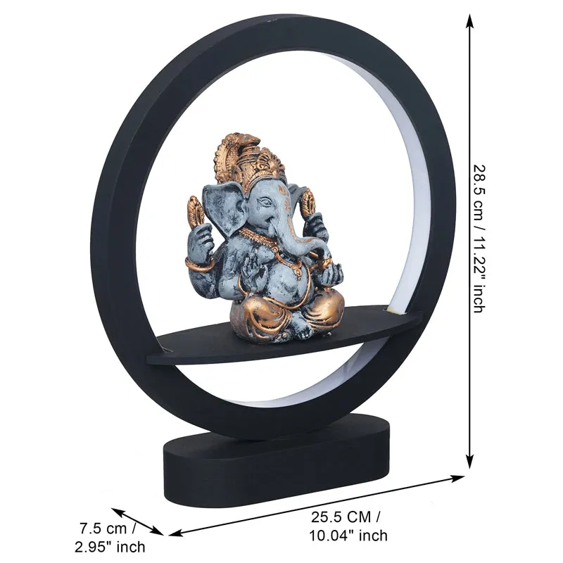 Bal Ganapati Circular LED Wooden Table Lamp - Blue media 7