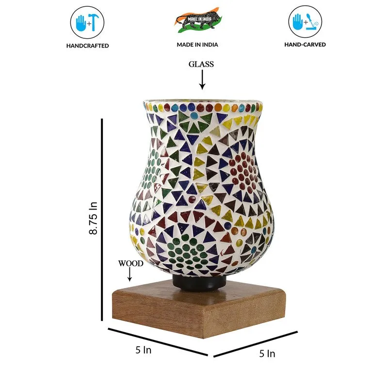 Prismique Mosaic Glass Table Lamp With Wooden Base - Multicolor media 9