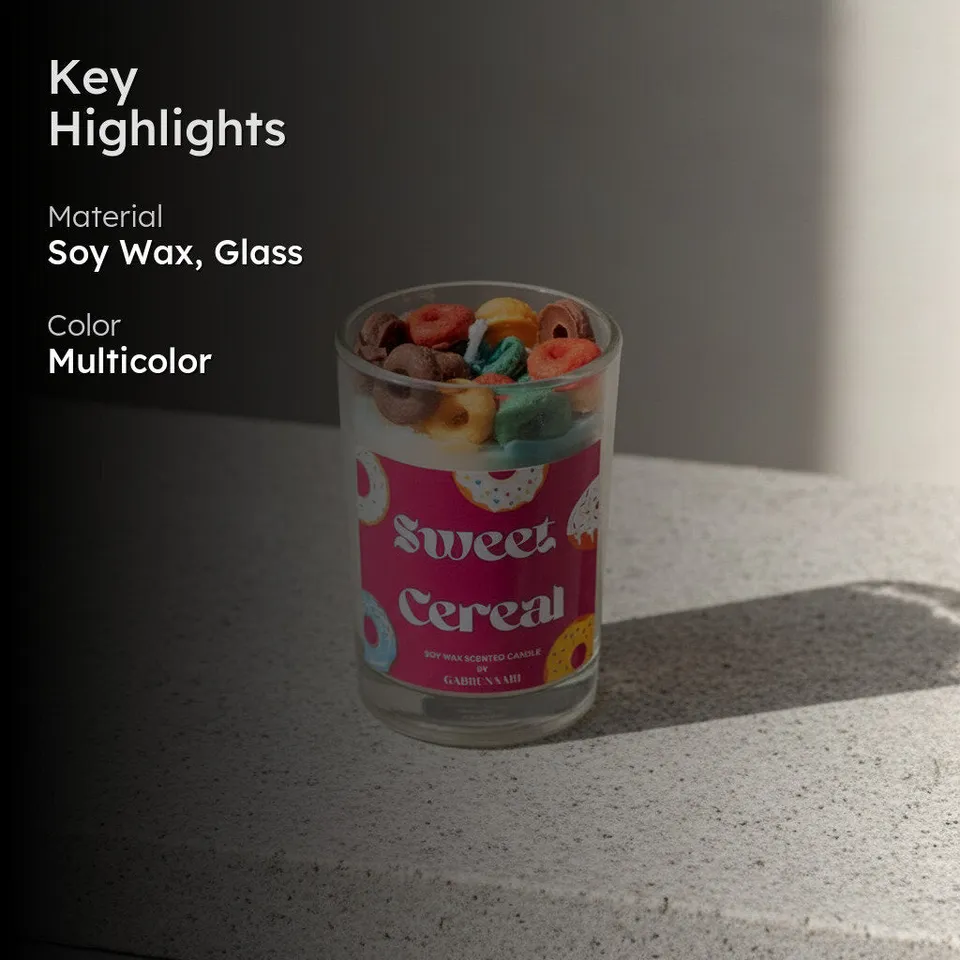Sweet Cereal Scented Candle - Vanilla, Cinnamon, Rose media 3