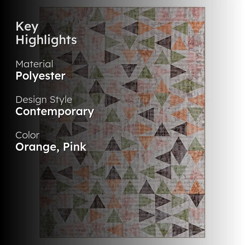 Isaac Geometric Carpet - Orange & Pink media 2