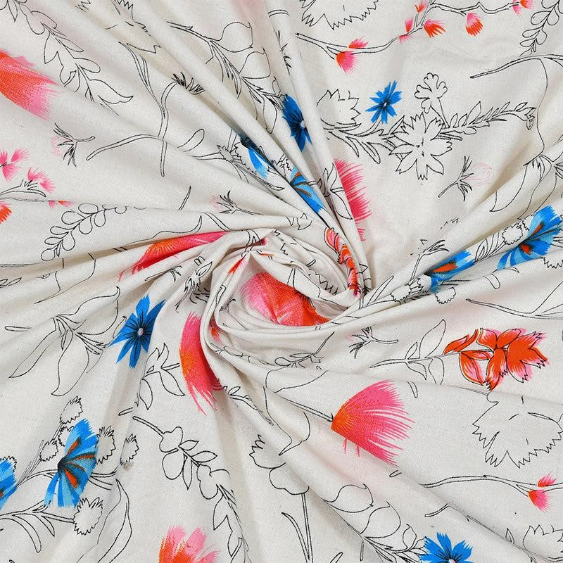 Silene Floral Cotton Bedsheet (Red,Blue) - 180 TC media 5