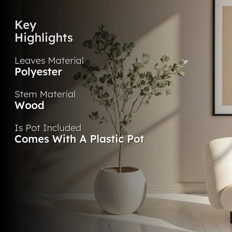 Compact Eucalyptus Artificial Plant With Black Plastic Pot media 2