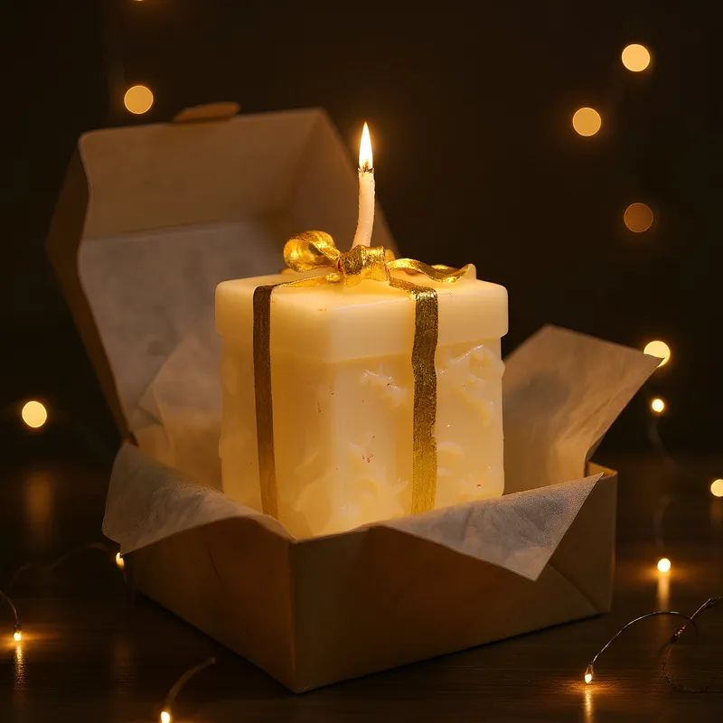 Festive Glow Square Pillar Scented Candle media 6
