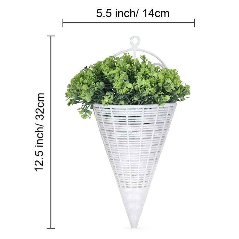 Artificial Flowers (Green) with Pot - Set Of Two media 7