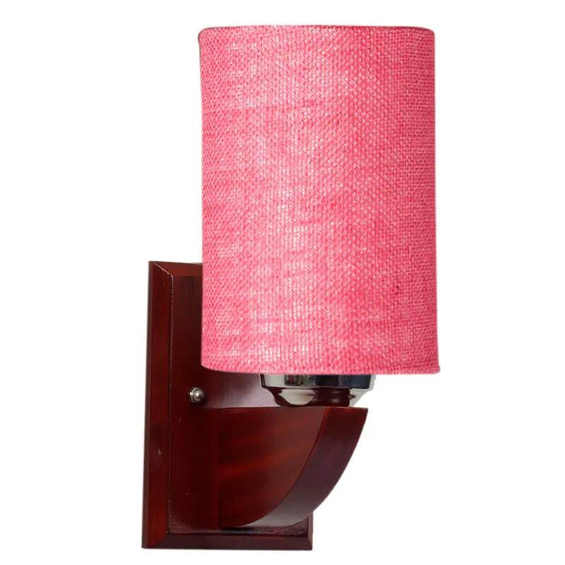 Blushy Cylindrical Wooden Wall Lamp media 5