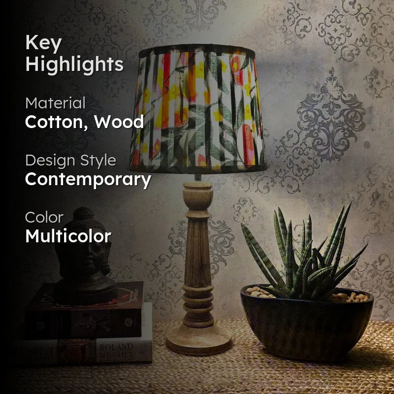 Bloomscape Wooden Base Cotton Table Lamp - Multicolor media 2