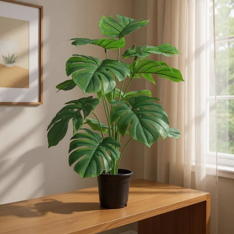 NeoBotanica Artificial Monstera Plant - 2.1 Feet media 2