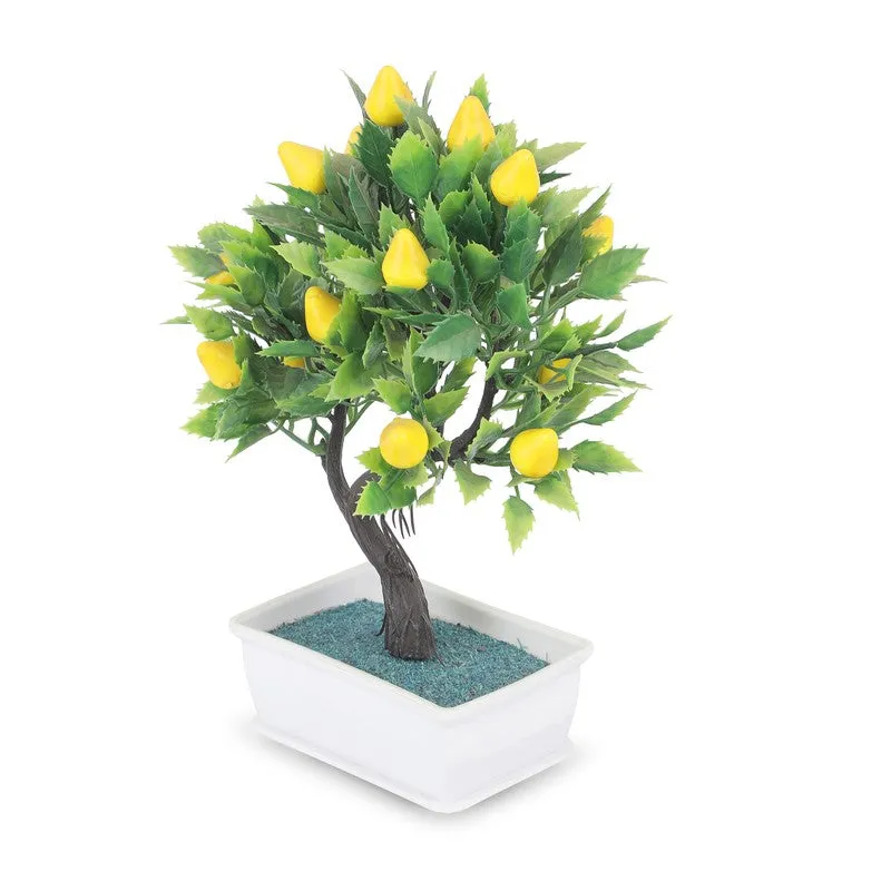 Leafora Lemon Artificial Plant With Plastic Pot(Yellow) - 0.8 Feet media 4