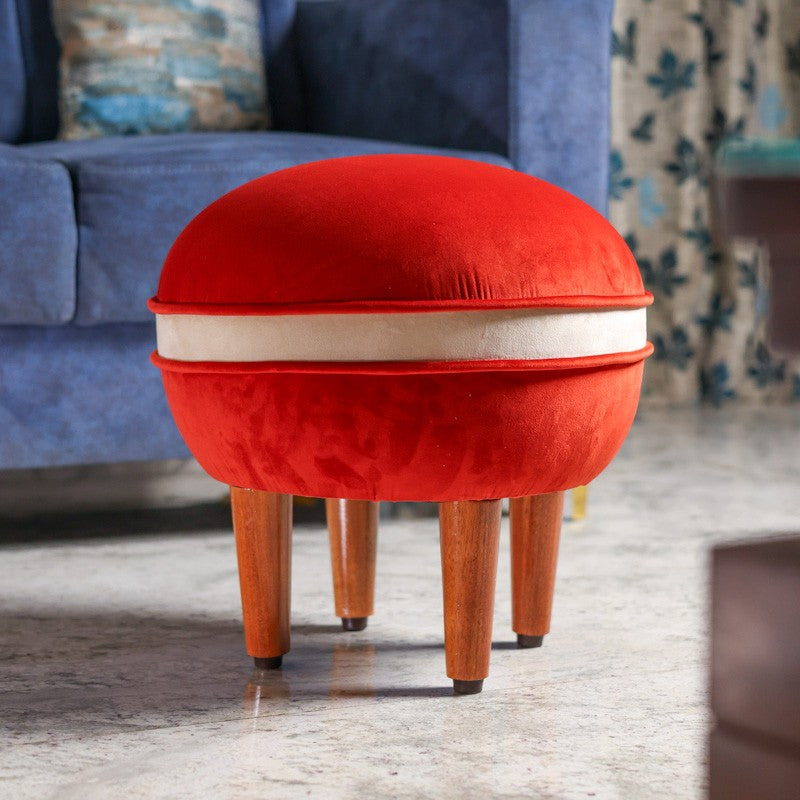 Contemporary Velvet Footrest Ottoman  Red media 4