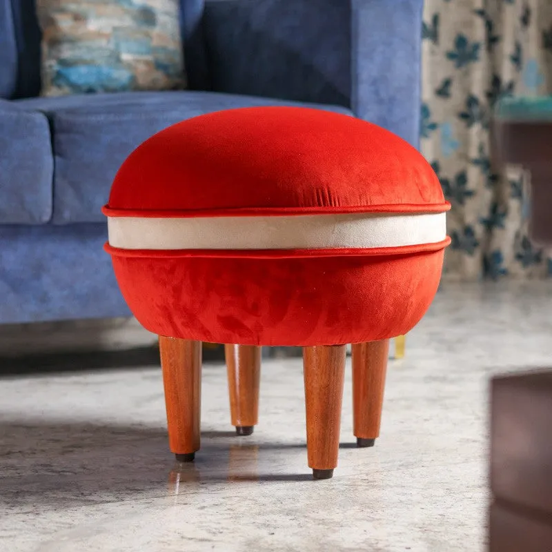 Contemporary Velvet Footrest Ottoman  Red media 4