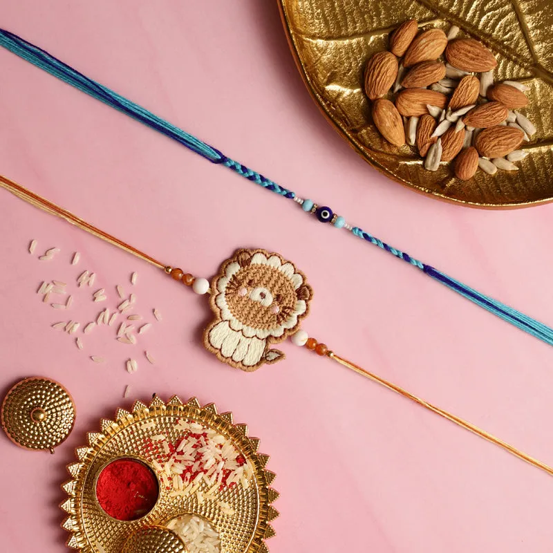 Lion Rakhi with Roli Chawal - Three Piece Set media 1