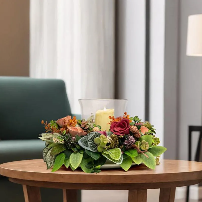 Asva Solawood Floral Tray With Battery Candle media 3