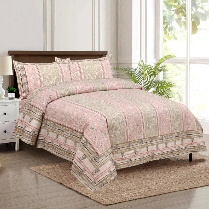 Sumina Printed Cotton Bedsheet (Pink) - 160 TC media 1