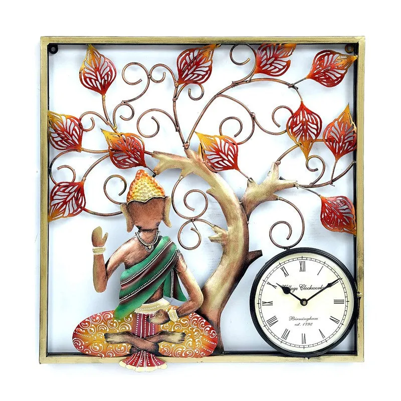 Buddha Tree Frame Artwork Metal Wall Clock media 4